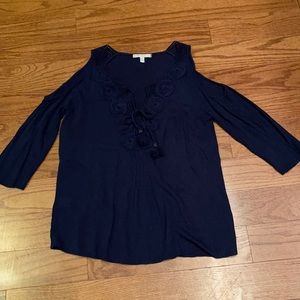 Pale Sky Cold Shoulder Blouse